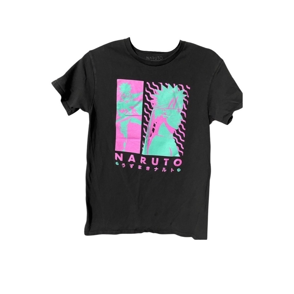 Naruto | Adult Unisex S (youth XL) purple and blue on black tee Anime